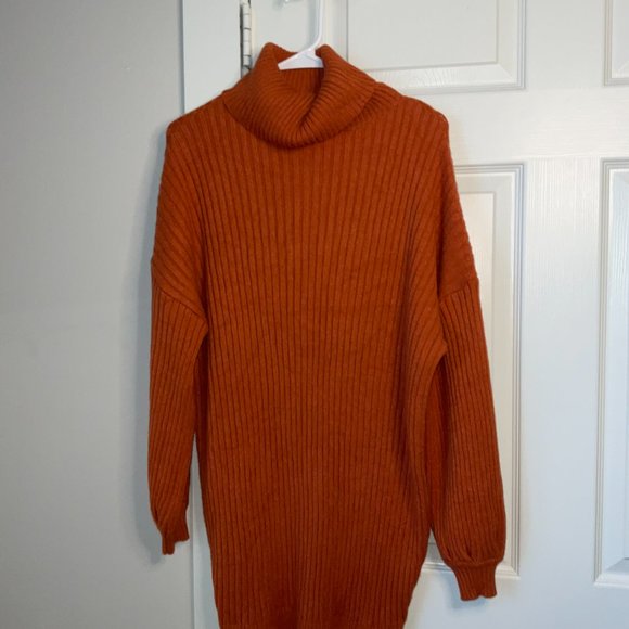 Pumpkin Long Sleeve Turtleneck Sweater Dress - Size Medium - Picture 4 of 11